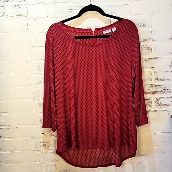Beautiful Red & Black Polka-dot Blouse By Chico's - Picture 1 of 5